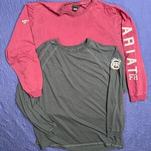 Lot 2 Ariat FR Plant Lyfe Mens XXL Long Sleeve Work Shirts Skull Flawed Read